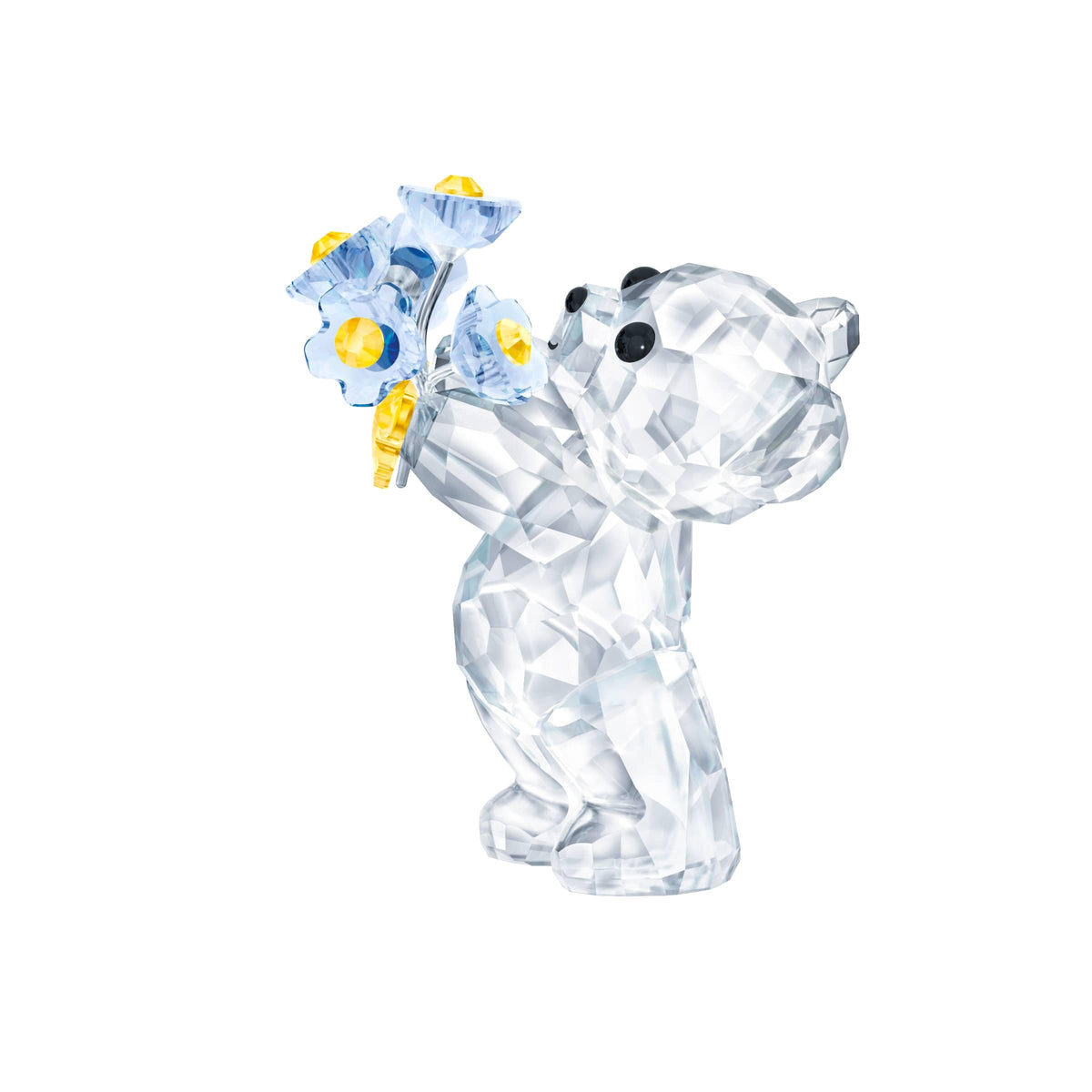 Swarovski Kris Bear front view displaying clear crystal and floral accents, elegant gift