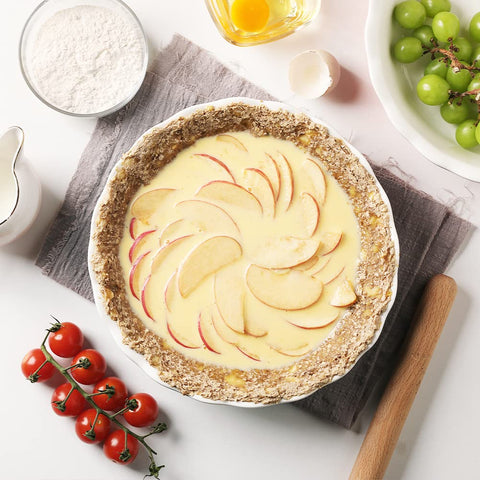 Sweejar Home pie pan in oven baking demonstrates even browning and reliable performance