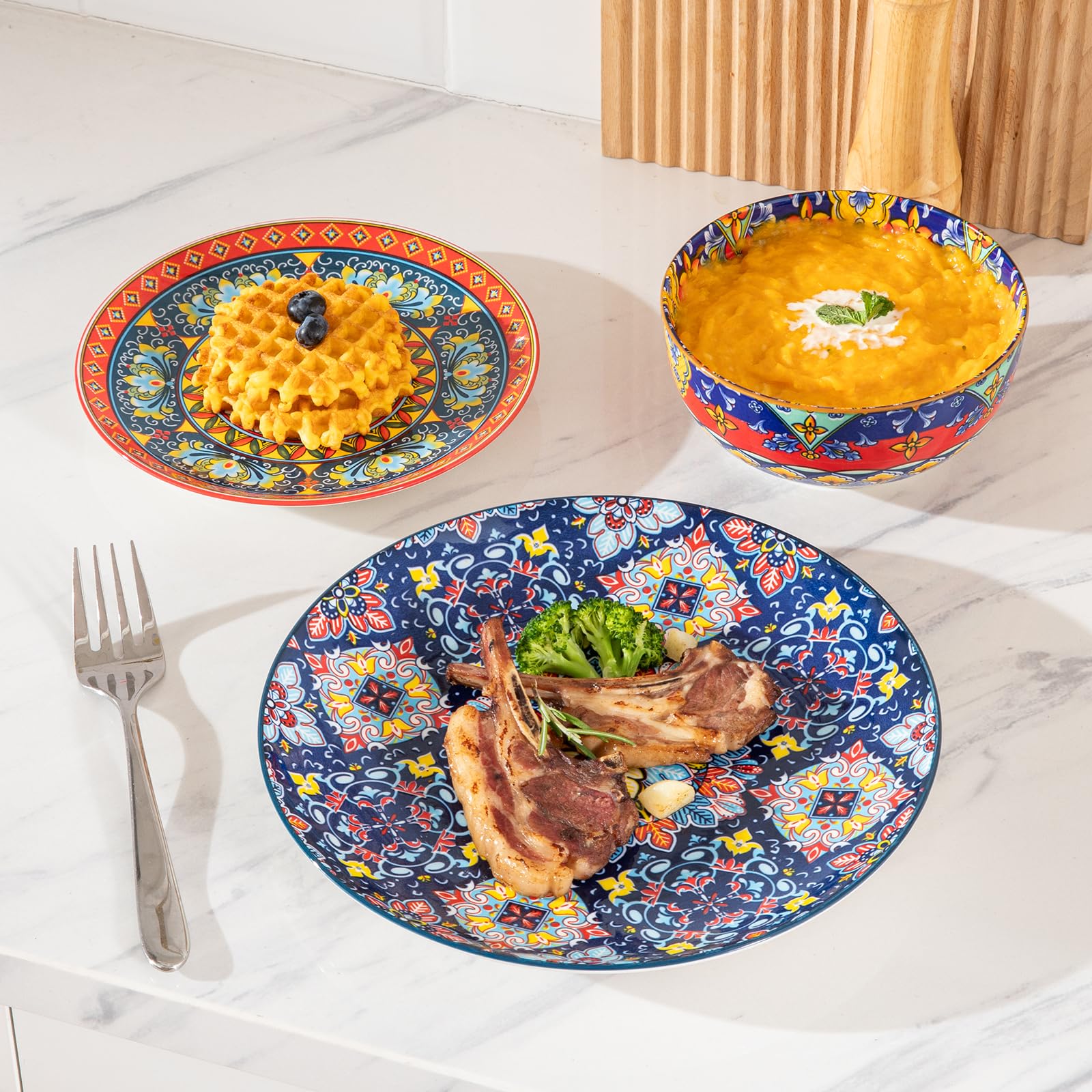 Sweejar Home table setting in bohemian kitchen showing stylish presentation for guests