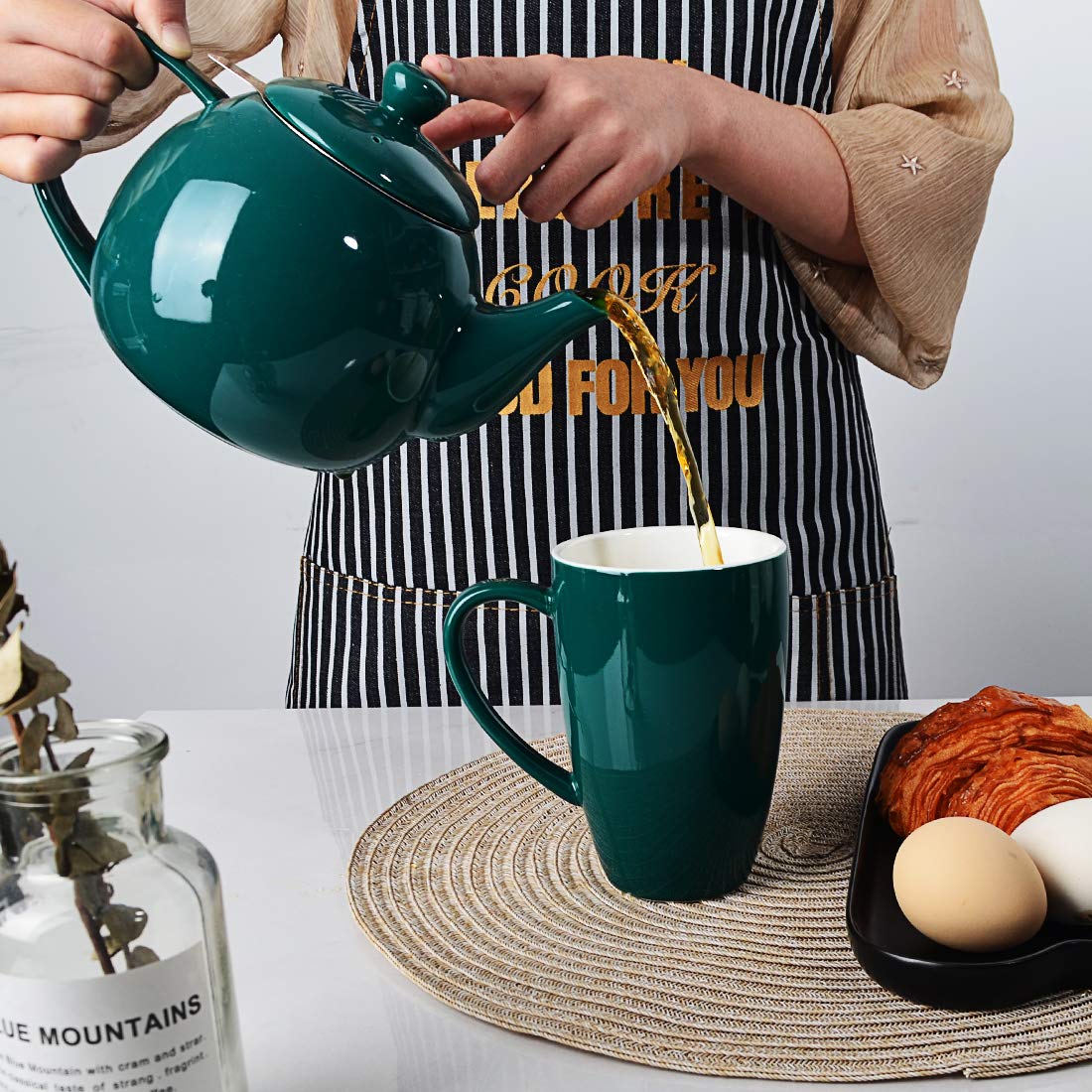 Sweejar Home teapot spout and lid detail showing secure fit and drip-resistant pour