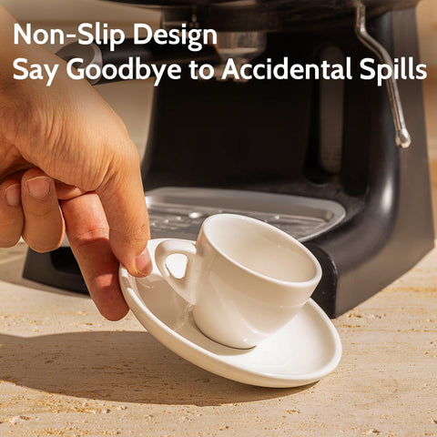 Sweese cup placed on espresso machine tray demonstrating compatibility and stable brewing