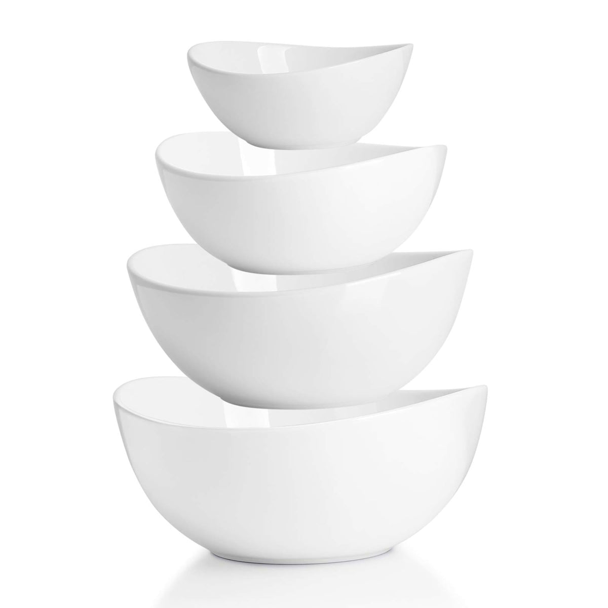 Sweese front view set on wood table showing elegant white bowls and modern style