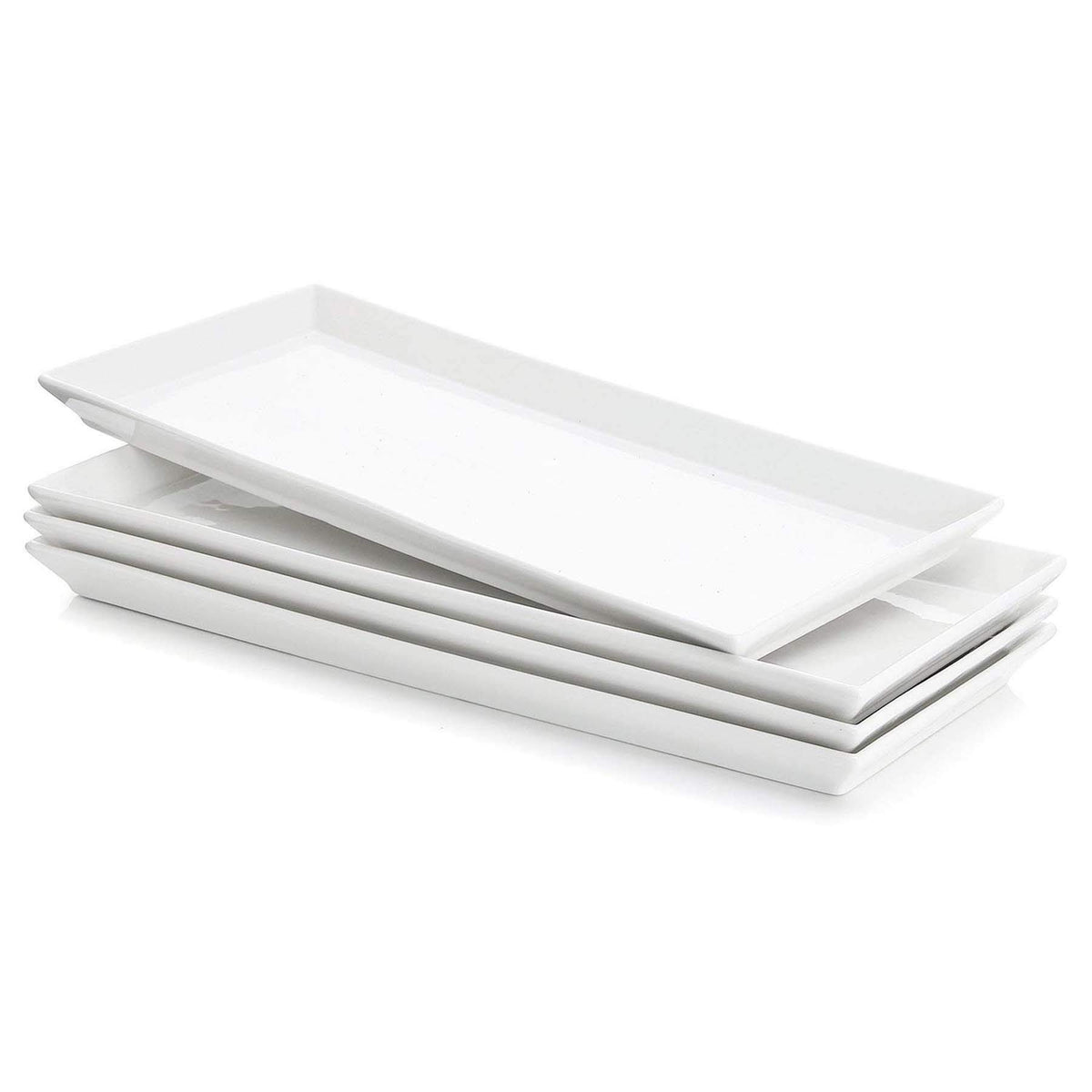 Sweese rectangular platter front view showing clean white finish and elegant shape