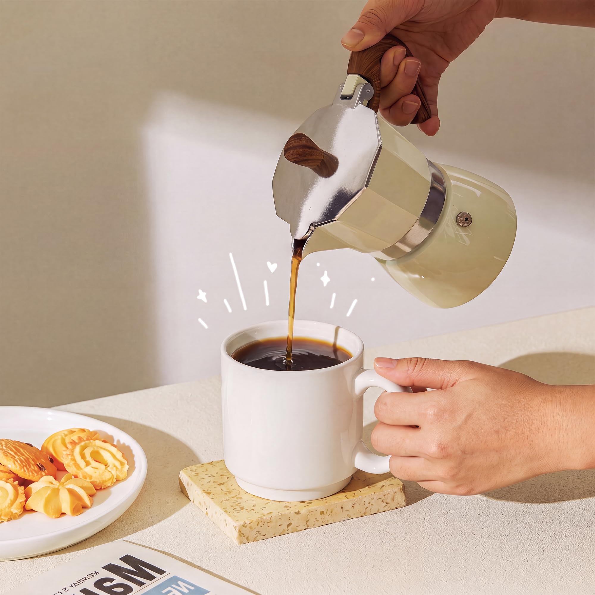 Sweese mug held in hand showing true-to-size scale and comfortable use