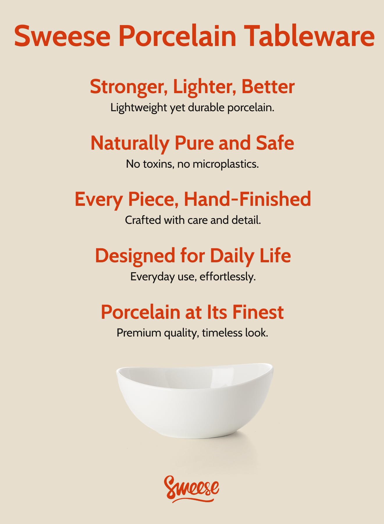 Sweese hand holding bowl to show 18 oz size and ergonomic grip