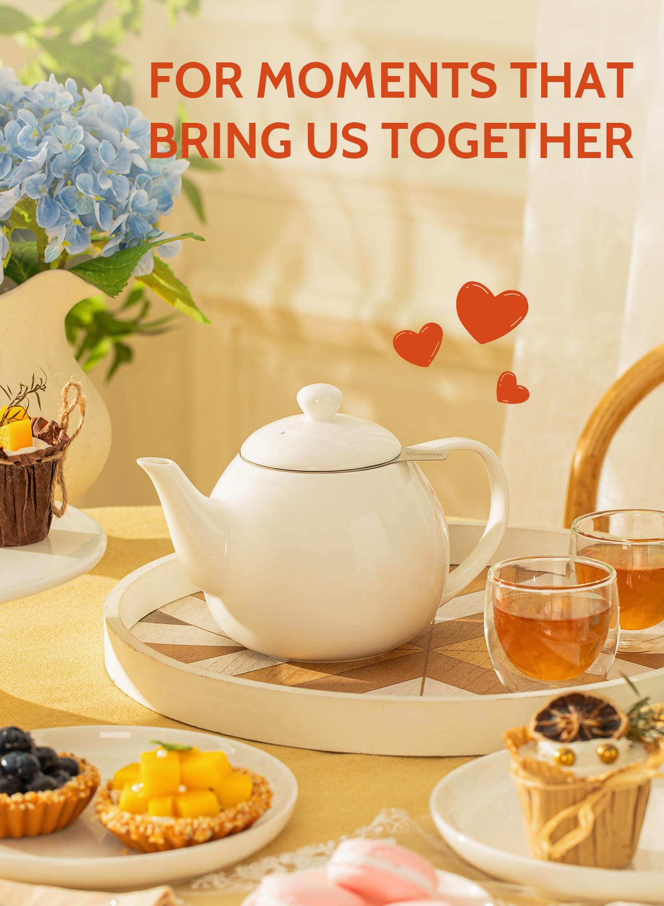 Sweese teapot porcelain finish close-up highlighting glossy durable surface for easy cleaning