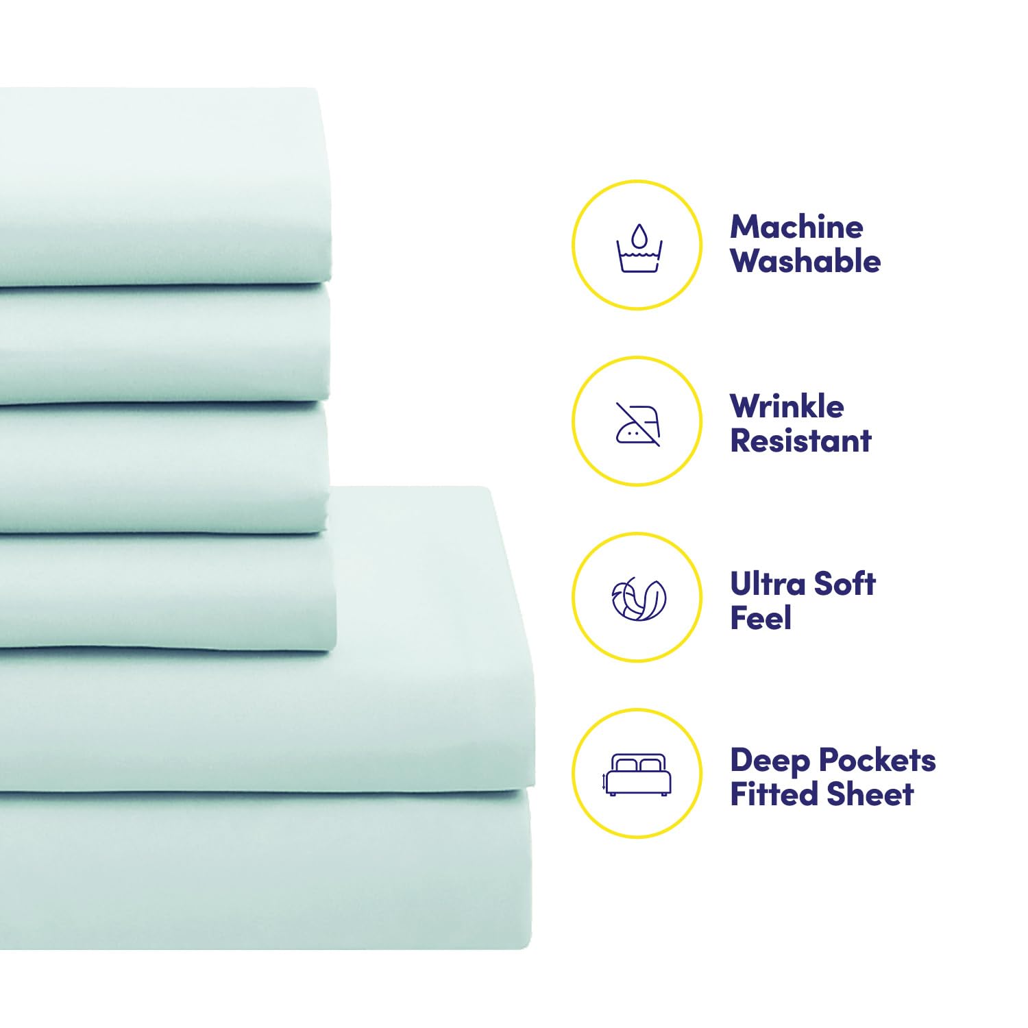 Sweet Home Collection fitted sheet strap detail showing built-in elastic straps for secure, stay-put fit