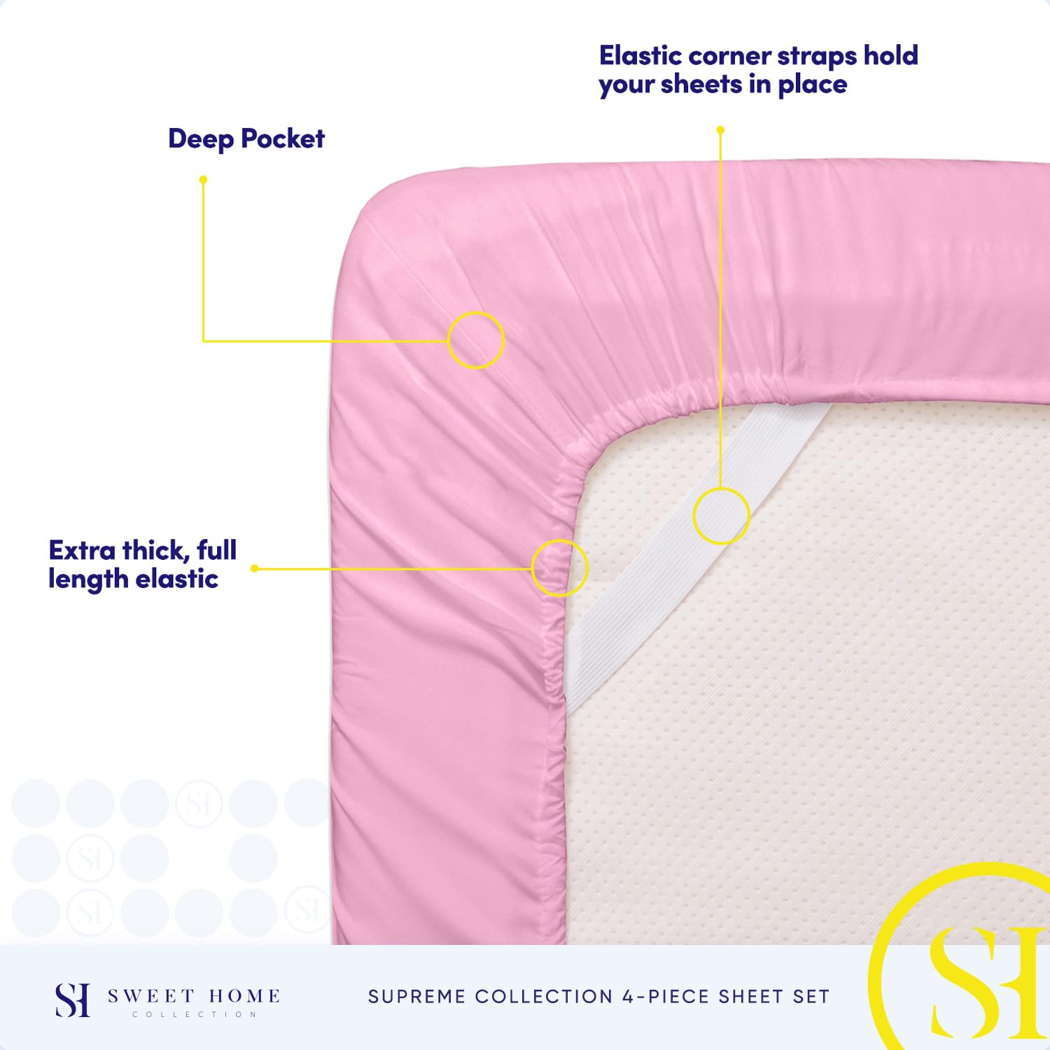 Sweet Home Collection styled bedroom with sheets on made bed showing inviting, cozy sleep environment