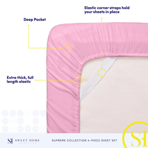 Sweet Home Collection styled bedroom with sheets on made bed showing inviting, cozy sleep environment
