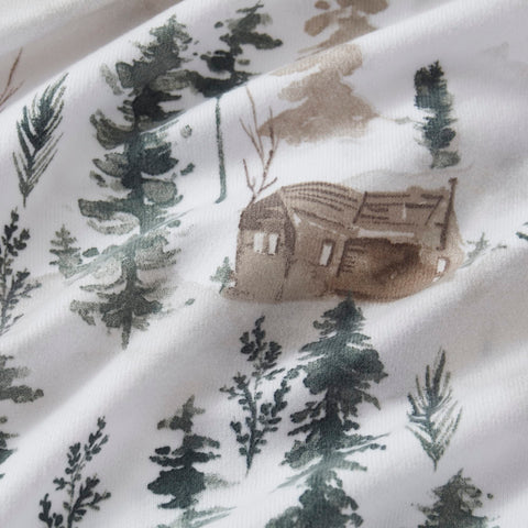 Sweet Home Collection styled bed in bedroom showing winter cabin lodge aesthetic