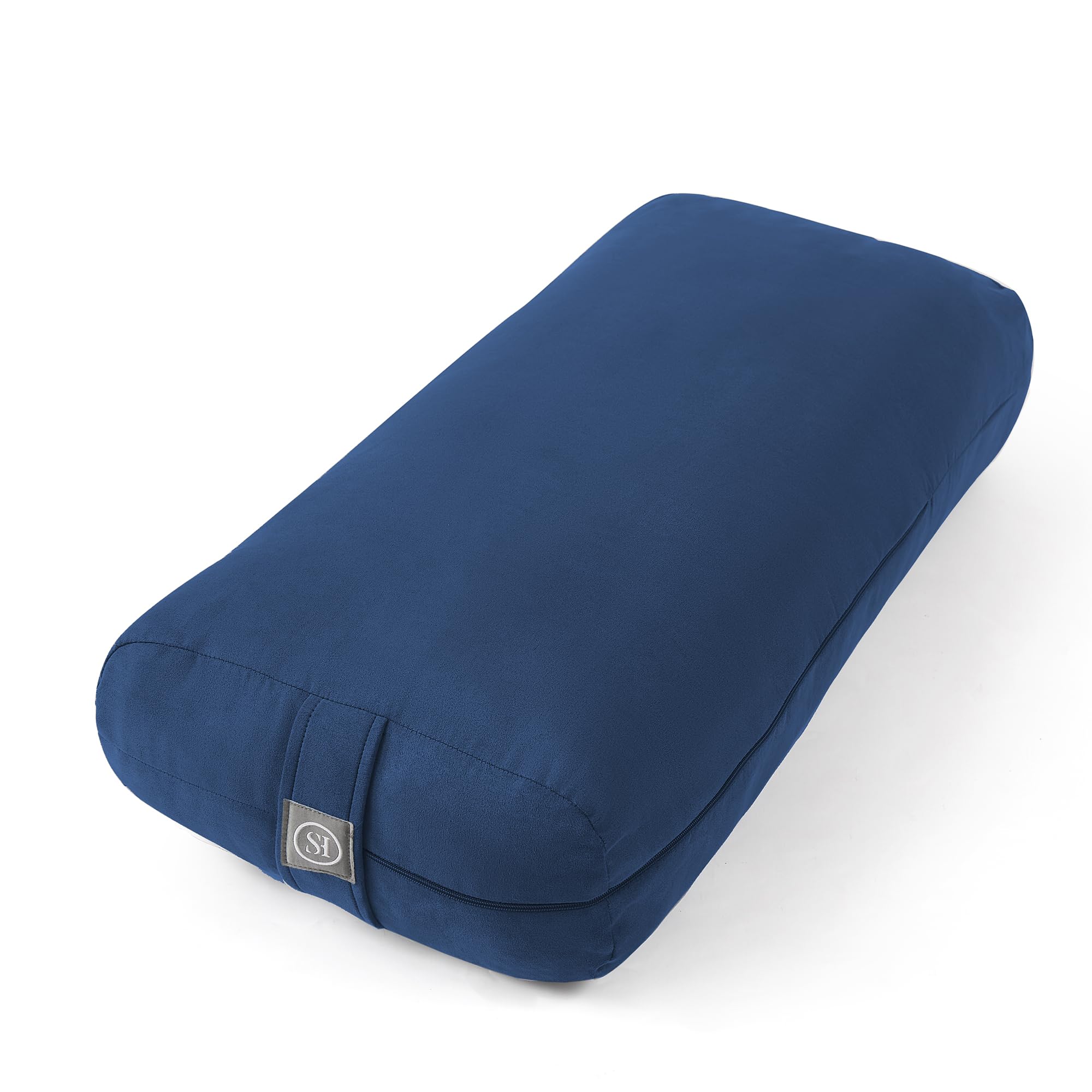 Sweet Home Collection bolster front view showing navy color and firm shape for support