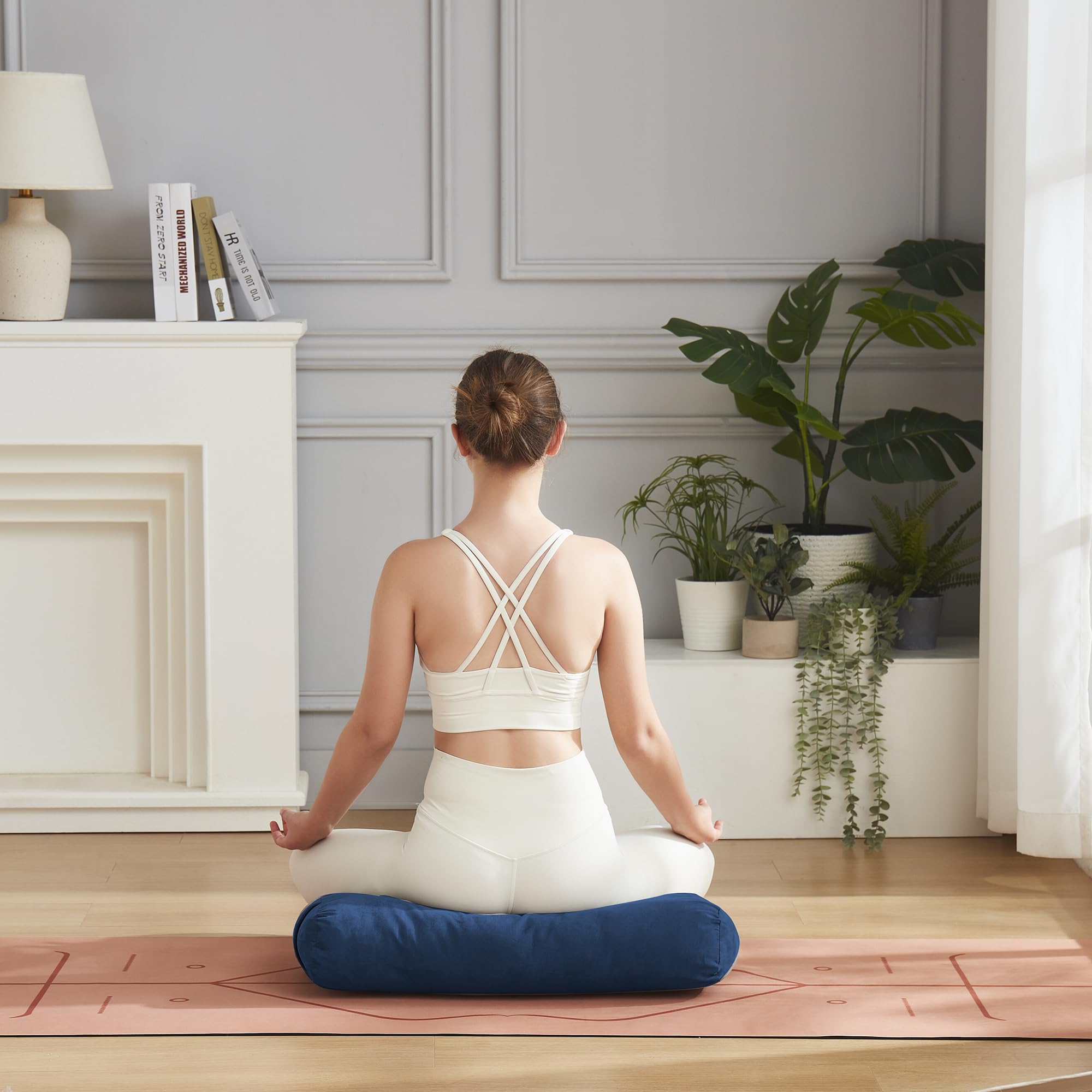 Sweet Home Collection bolster in use during seated meditation providing stable lift