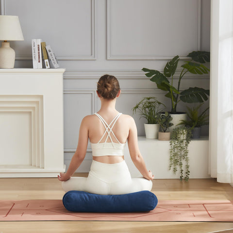Sweet Home Collection bolster in use during seated meditation providing stable lift