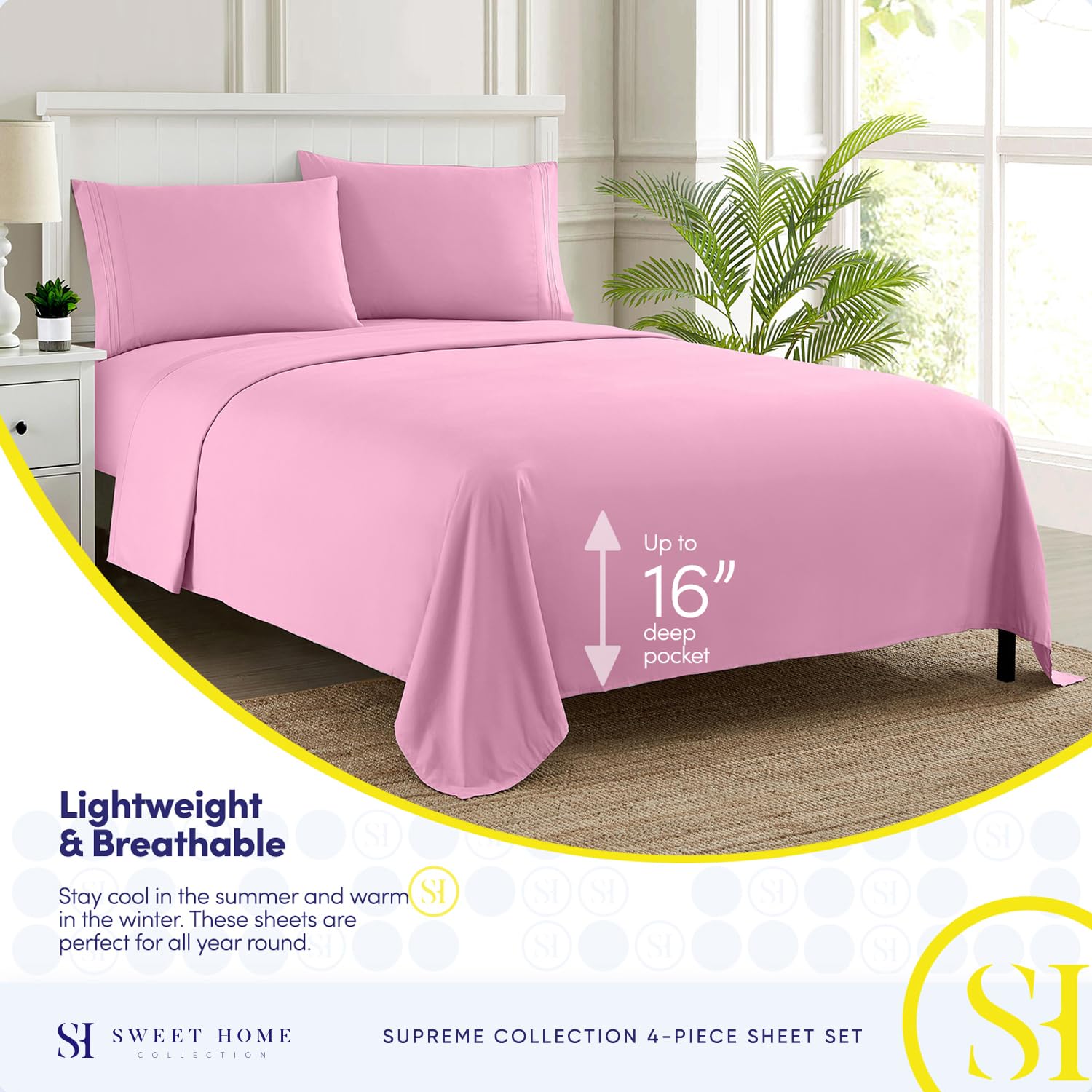 Sweet Home Collection built-in corner strap detail securing sheet to mattress corner, keeps bedding in place