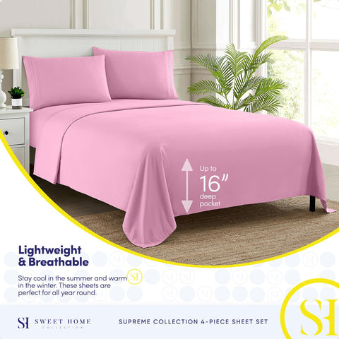 Sweet Home Collection built-in corner strap detail securing sheet to mattress corner, keeps bedding in place
