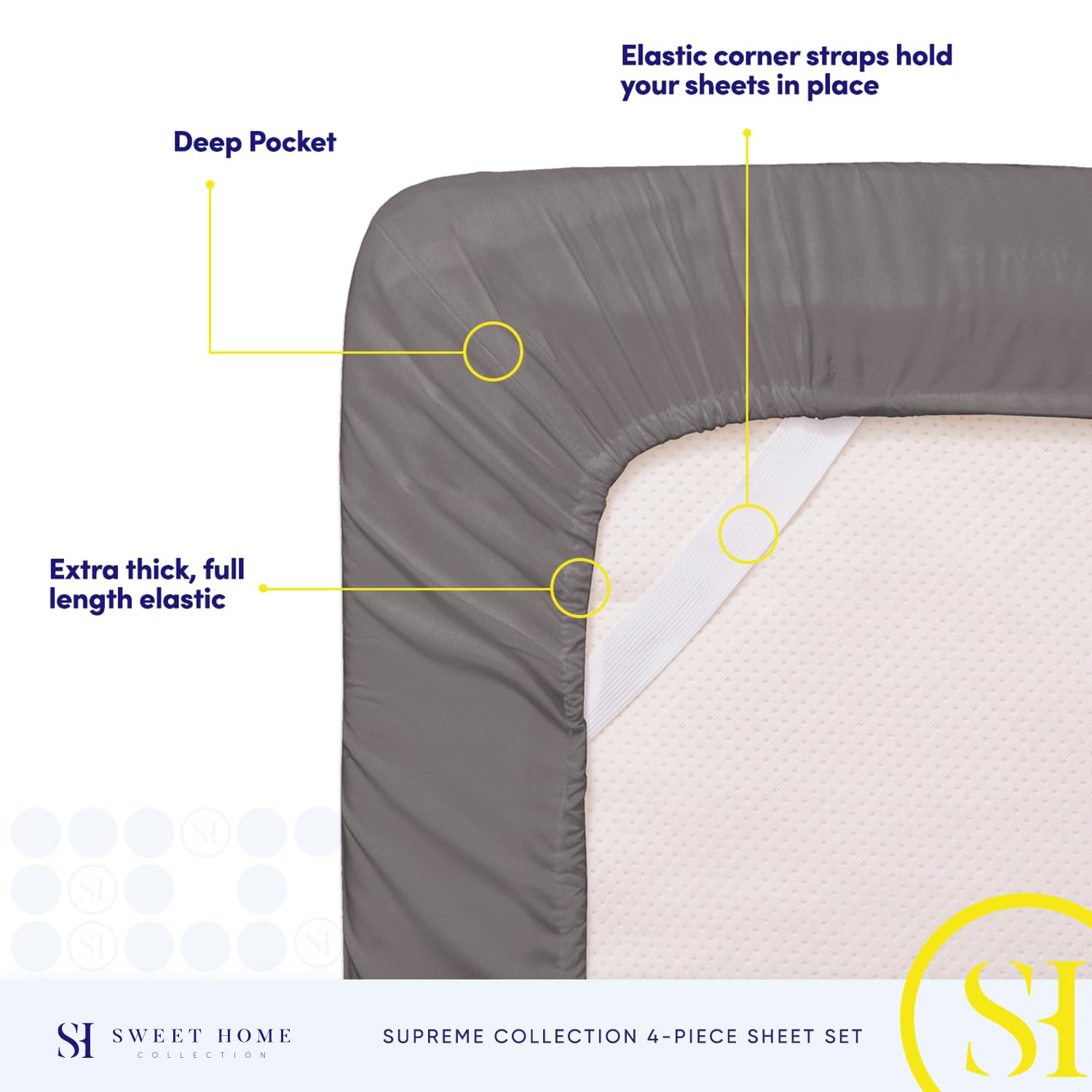 Sweet Home Collection deep pocket fitted sheet on mattress showing snug fit