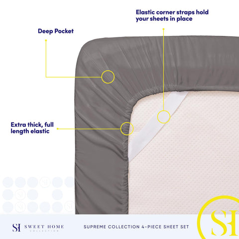 Sweet Home Collection deep pocket fitted sheet on mattress showing snug fit