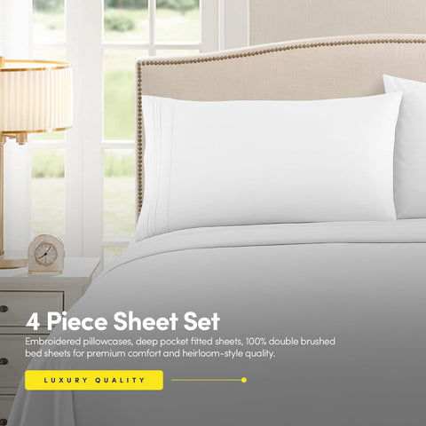 Sweet Home Collection fitted sheet on mattress demonstrating deep-pocket fit