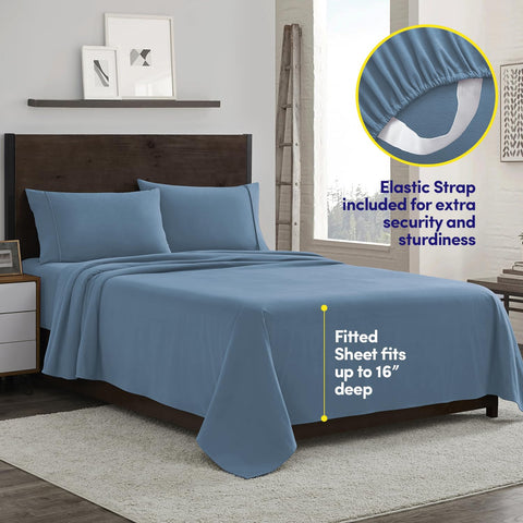 Sweet Home Collection fitted sheet corner showing elastic straps and secure hold for stability