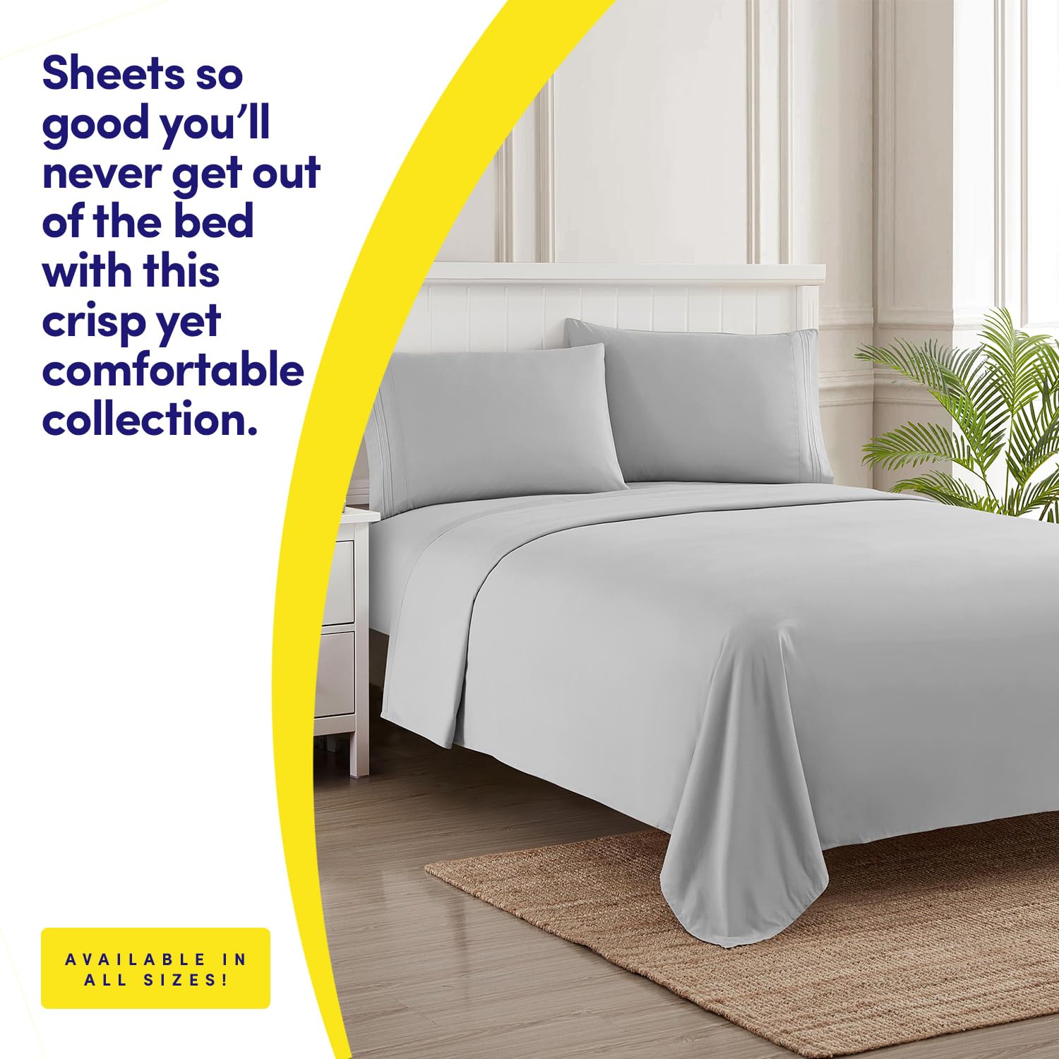Sweet Home Collection deep-pocket fitted sheet detail demonstrating secure mattress fit