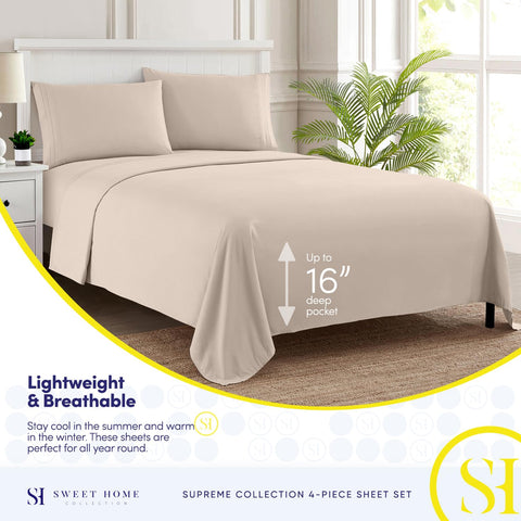Sweet Home Collection fitted sheet deep pocket detail demonstrating secure mattress fit