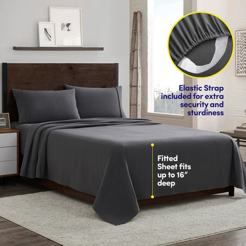 Sweet Home Collection fitted sheet deep pocket and elastic demonstrating secure fit benefit
