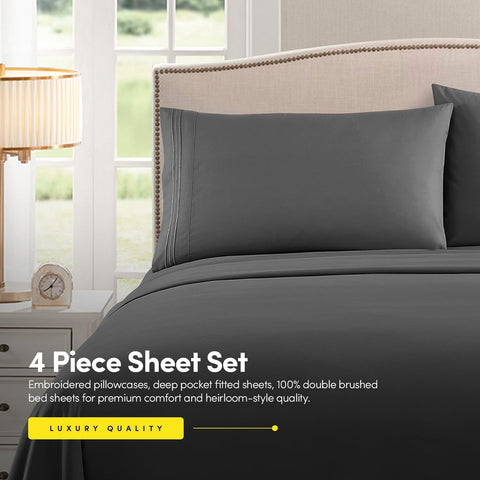 Sweet Home Collection flat sheet spread on RV short queen bed for neat fit