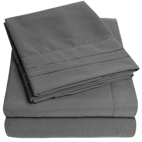 Sweet Home Collection front packaging showing gray sheets and benefits