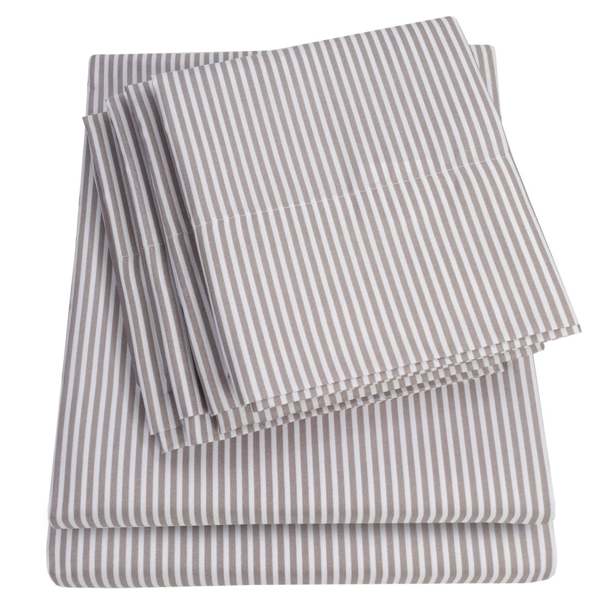 Sweet Home Collection front packaging showing queen grey stripe and complete 6-piece set benefit: easy selection