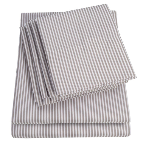 Sweet Home Collection front packaging showing queen grey stripe and complete 6-piece set benefit: easy selection