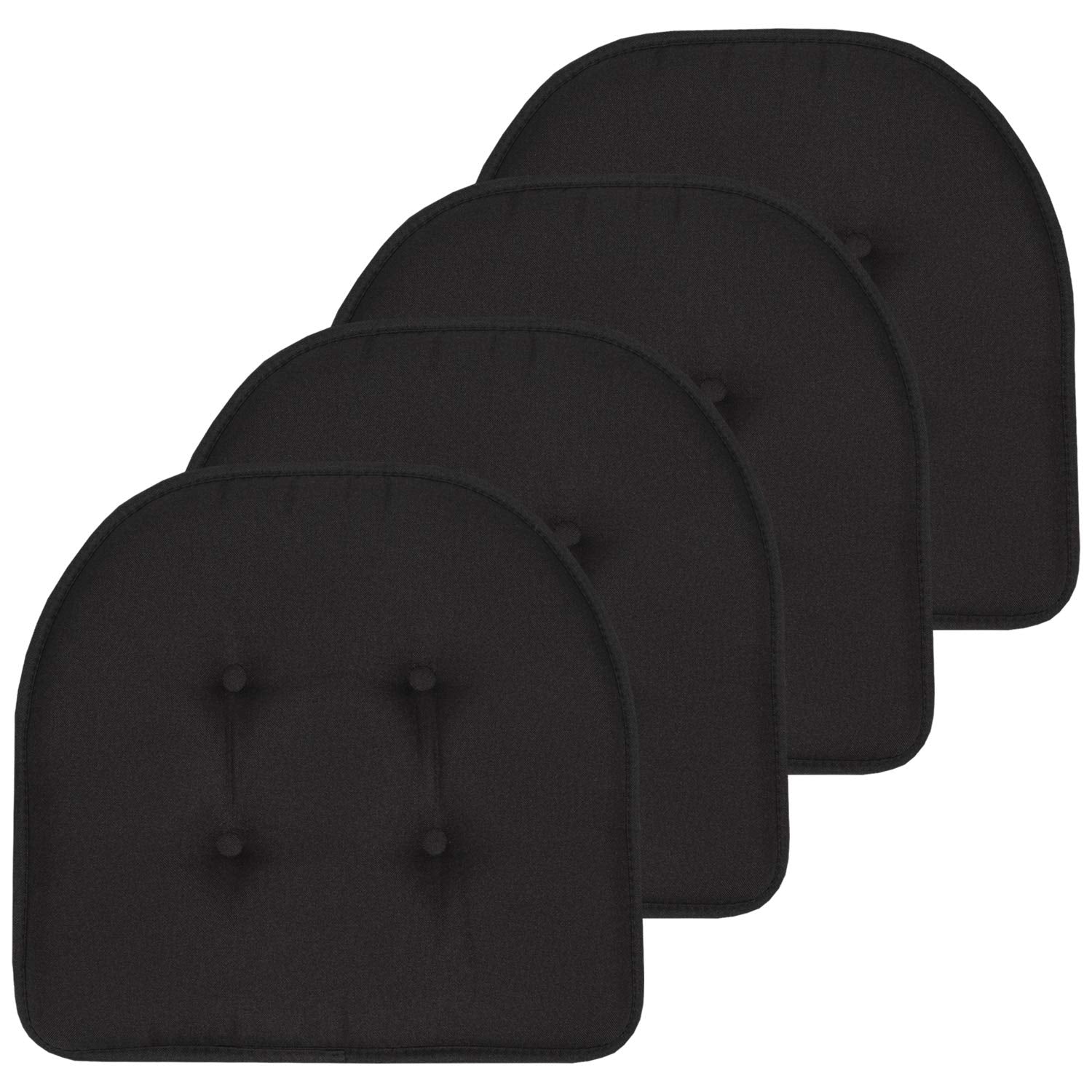 Sweet Home Collection front view of black cushion showing tufted finish and neat fit