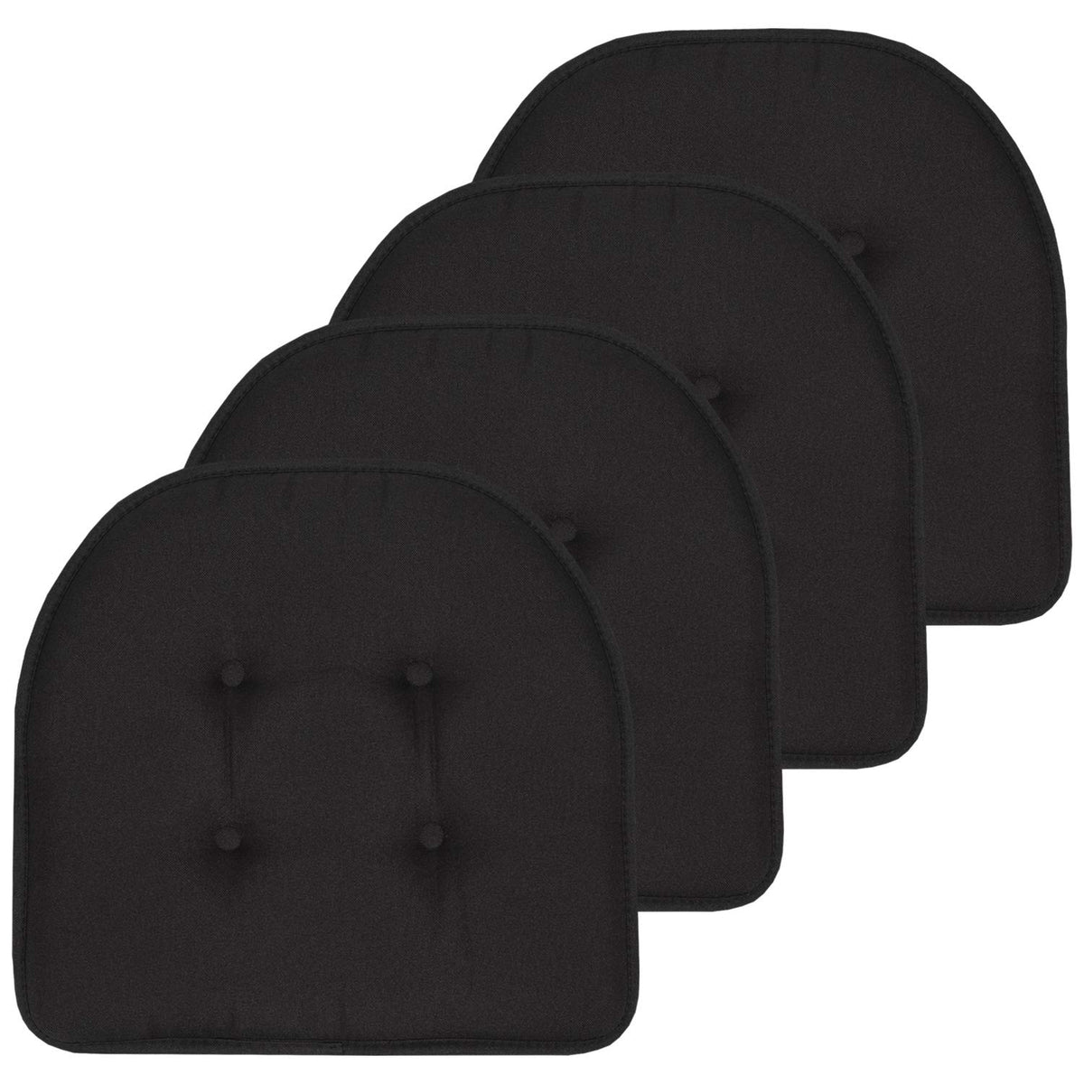 Sweet Home Collection front view of black cushion showing tufted finish and neat fit