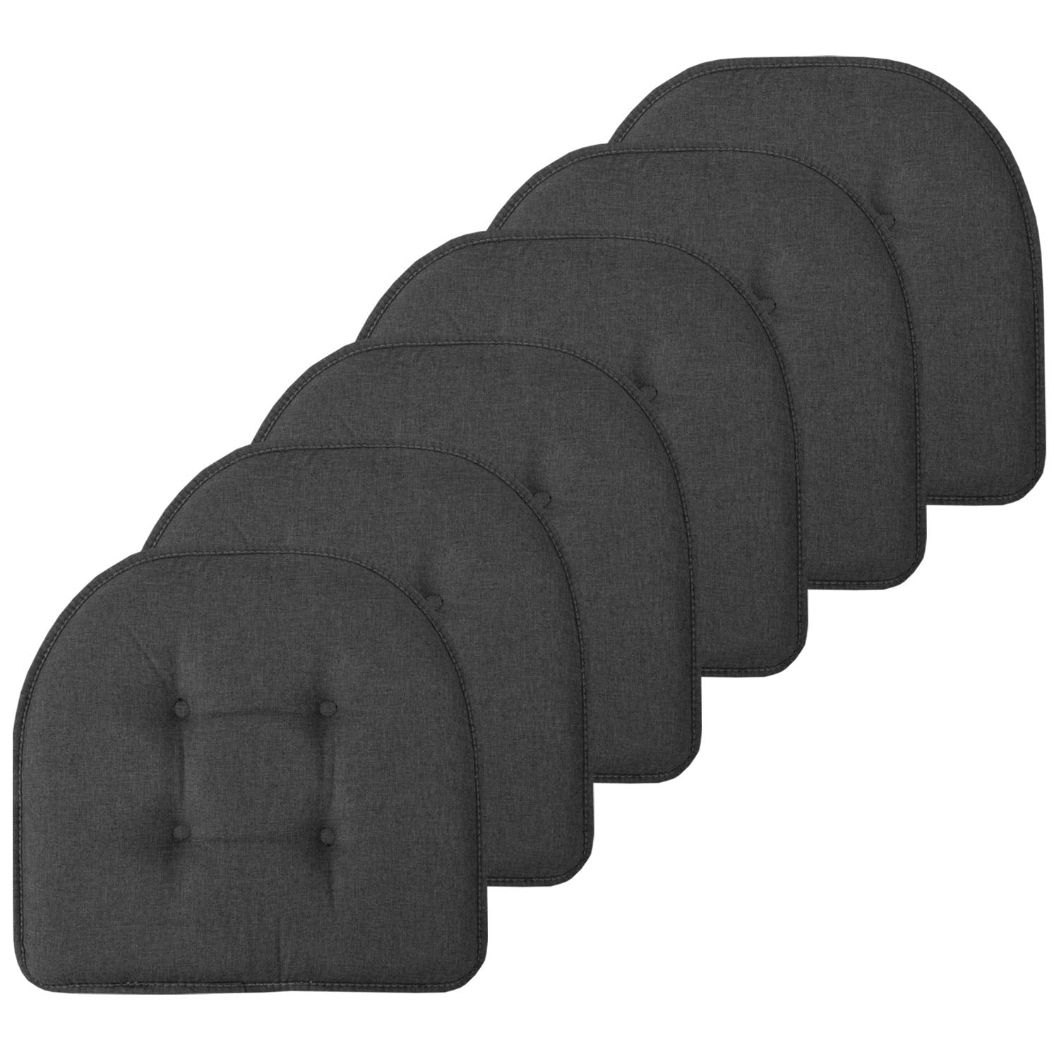 Sweet Home Collection front view of charcoal gray cushion showing tufted design and neat fit