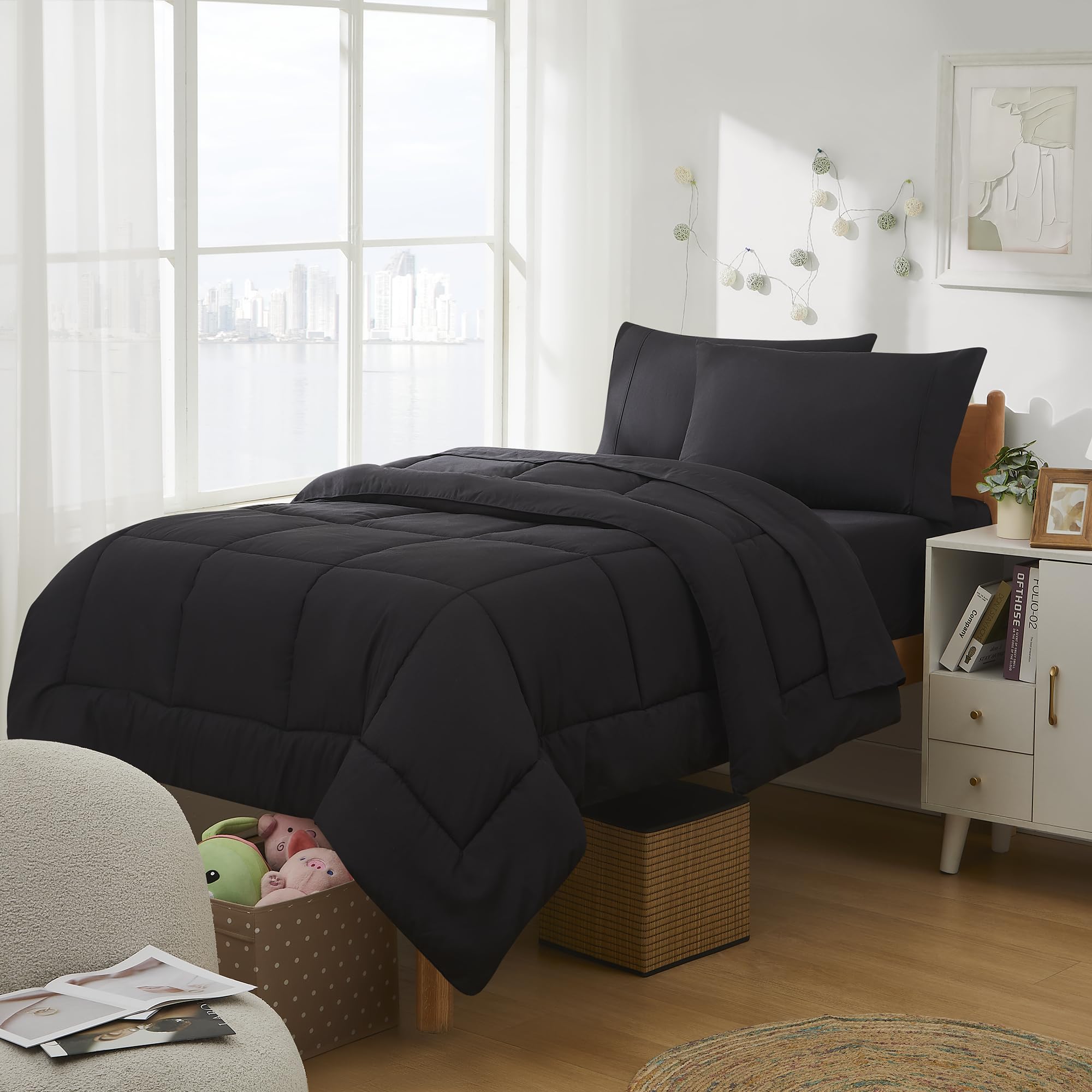 Sweet Home Collection front packaging shows complete five-piece dorm set and convenience