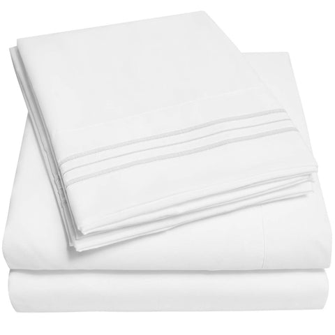 Sweet Home Collection front view of twin sheet set showing neat, secure fit