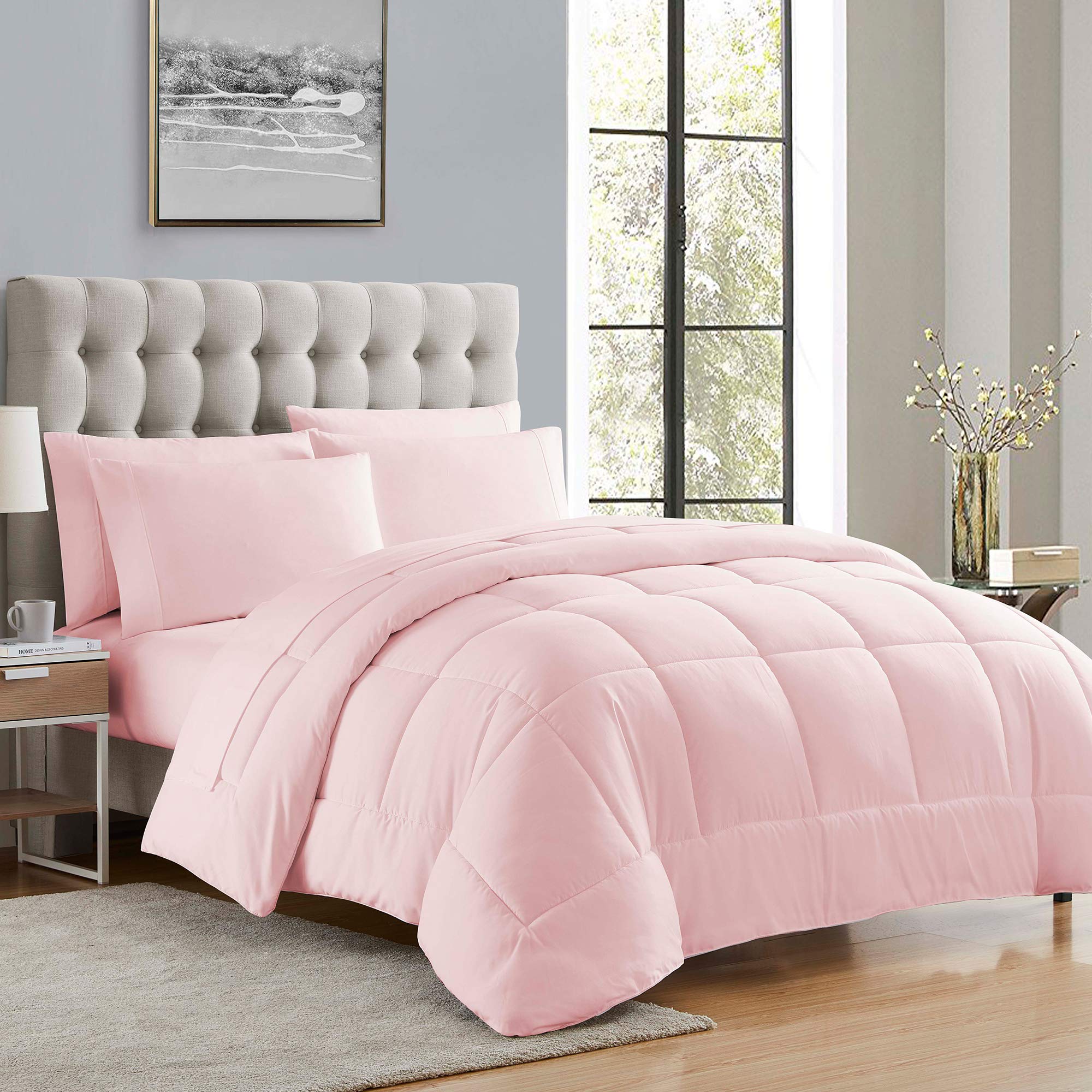 Sweet Home Collection comforter full front view shows plush loft and pale pink finish for cozy decor
