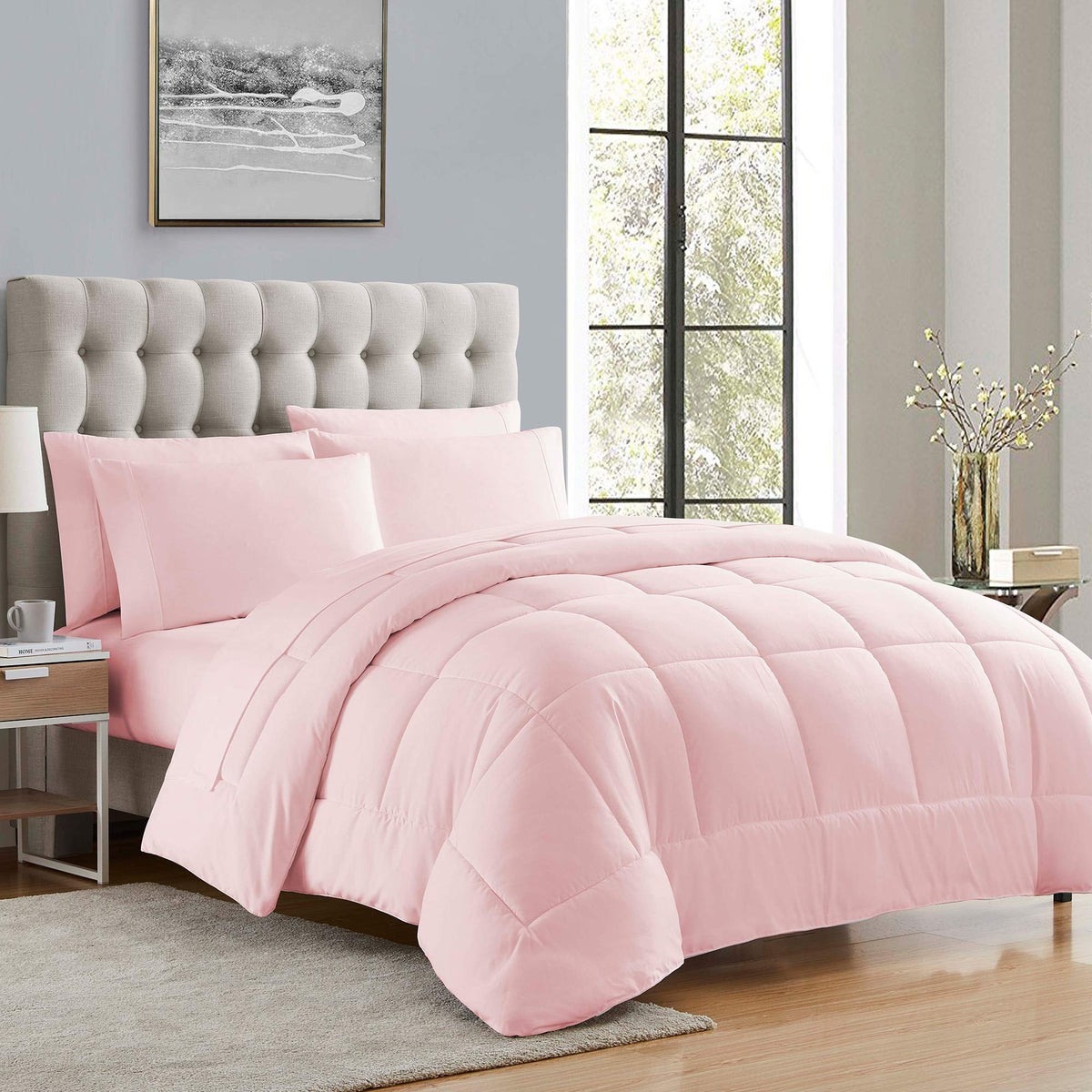 Sweet Home Collection comforter full front view shows plush loft and pale pink finish for cozy decor