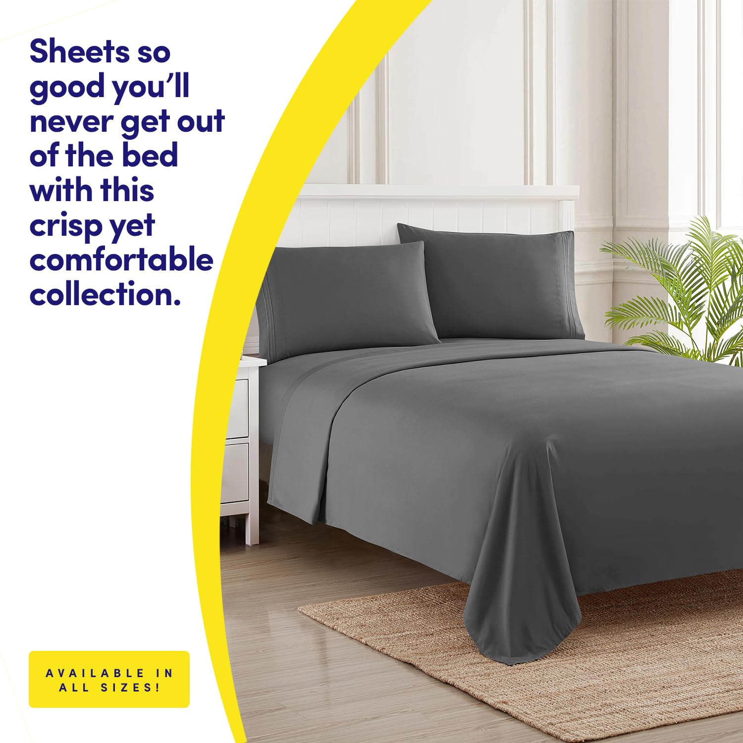 Sweet Home Collection fitted sheet deep pocket detail demonstrating secure fit