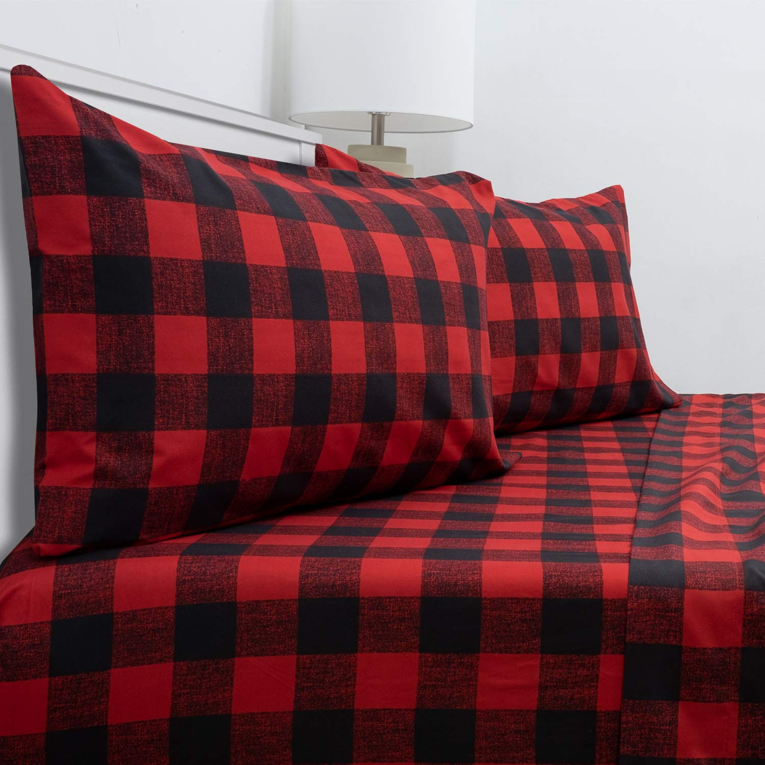 Sweet Home Collection front packaging showing buffalo check burgundy and set benefits