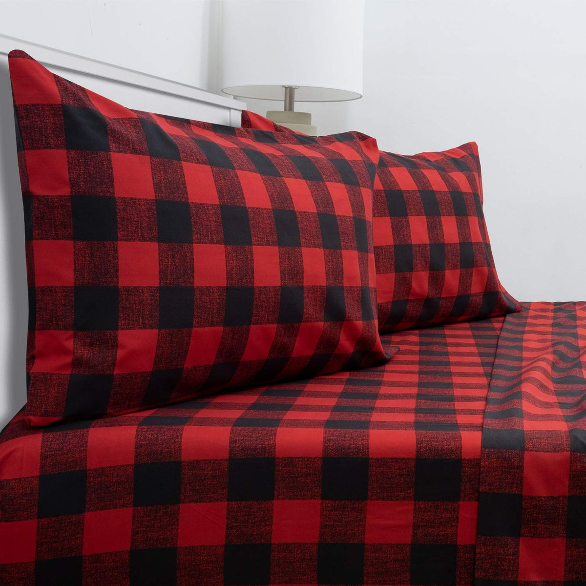 Sweet Home Collection front packaging showing buffalo check burgundy and set benefits