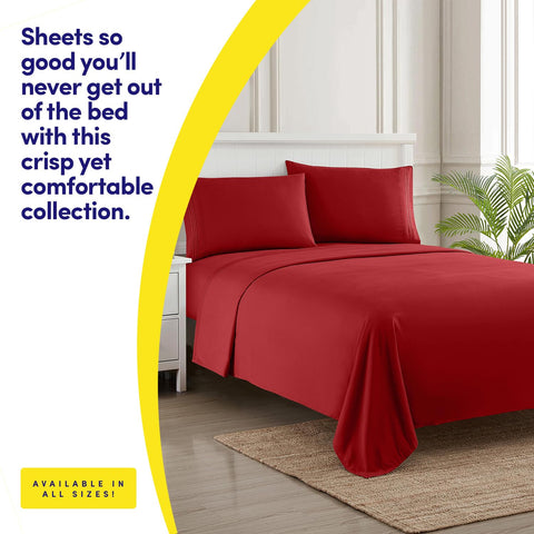 Sweet Home Collection close-up of fitted sheet corner straps securing mattress, highlights stay-put comfort benefit