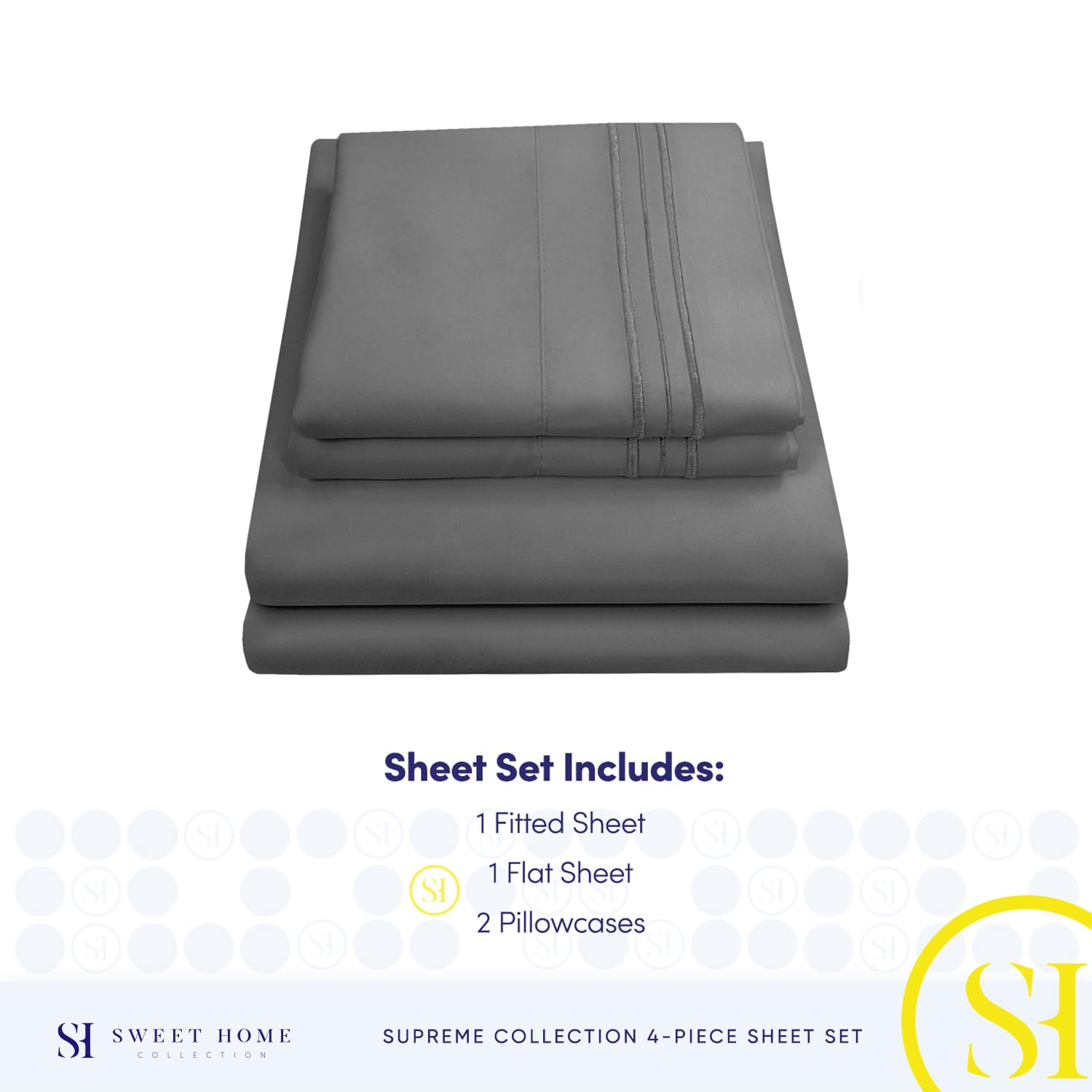 Sweet Home Collection made bed in gray showing comfortable stylish bedroom