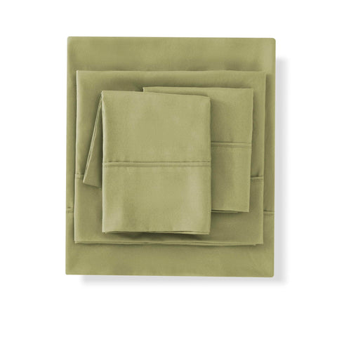 Sweet Home Collection pillowcase close-up in sage highlighting smooth, soft fabric