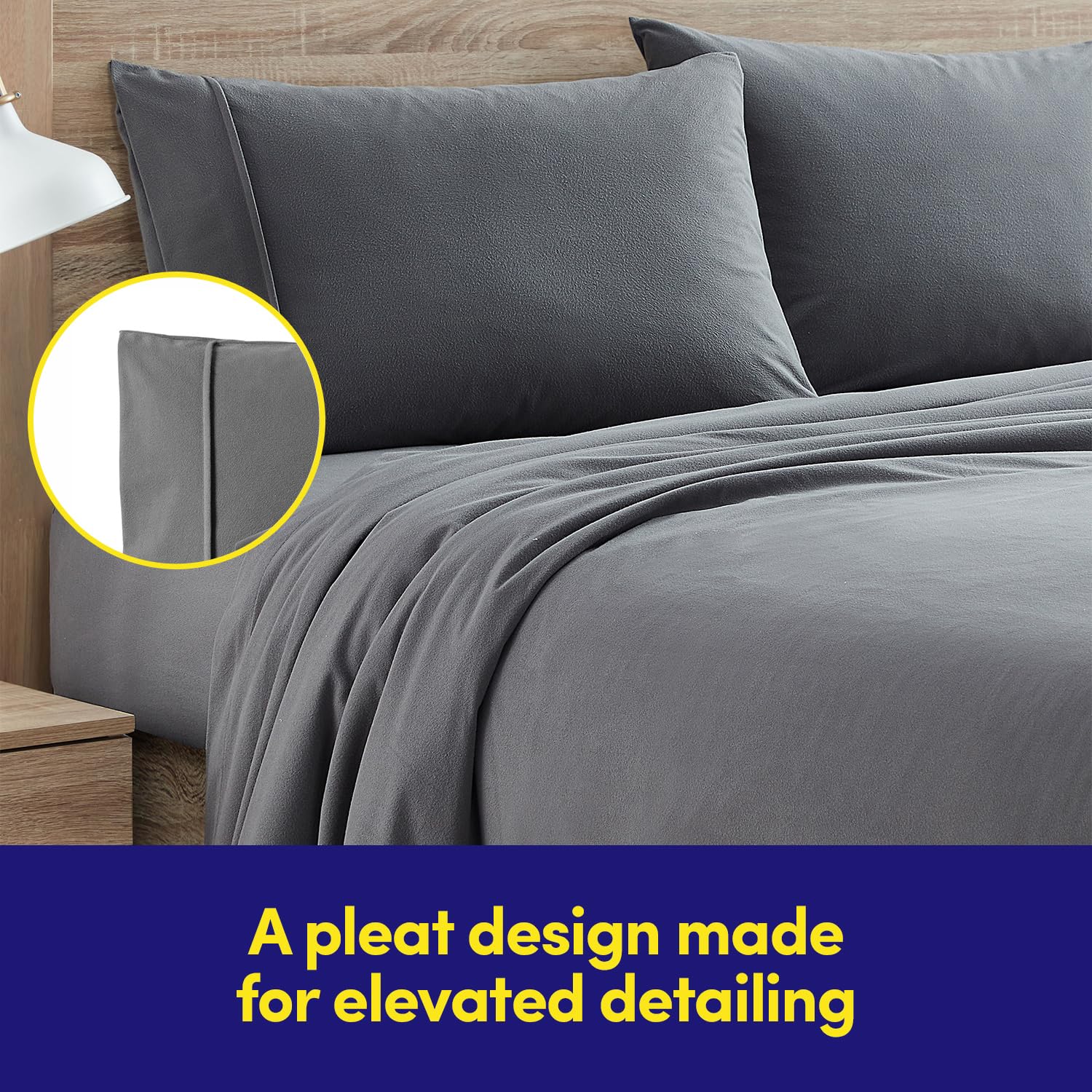 Sweet Home Collection pillowcase with closure flap highlighting tidy pillow protection benefit