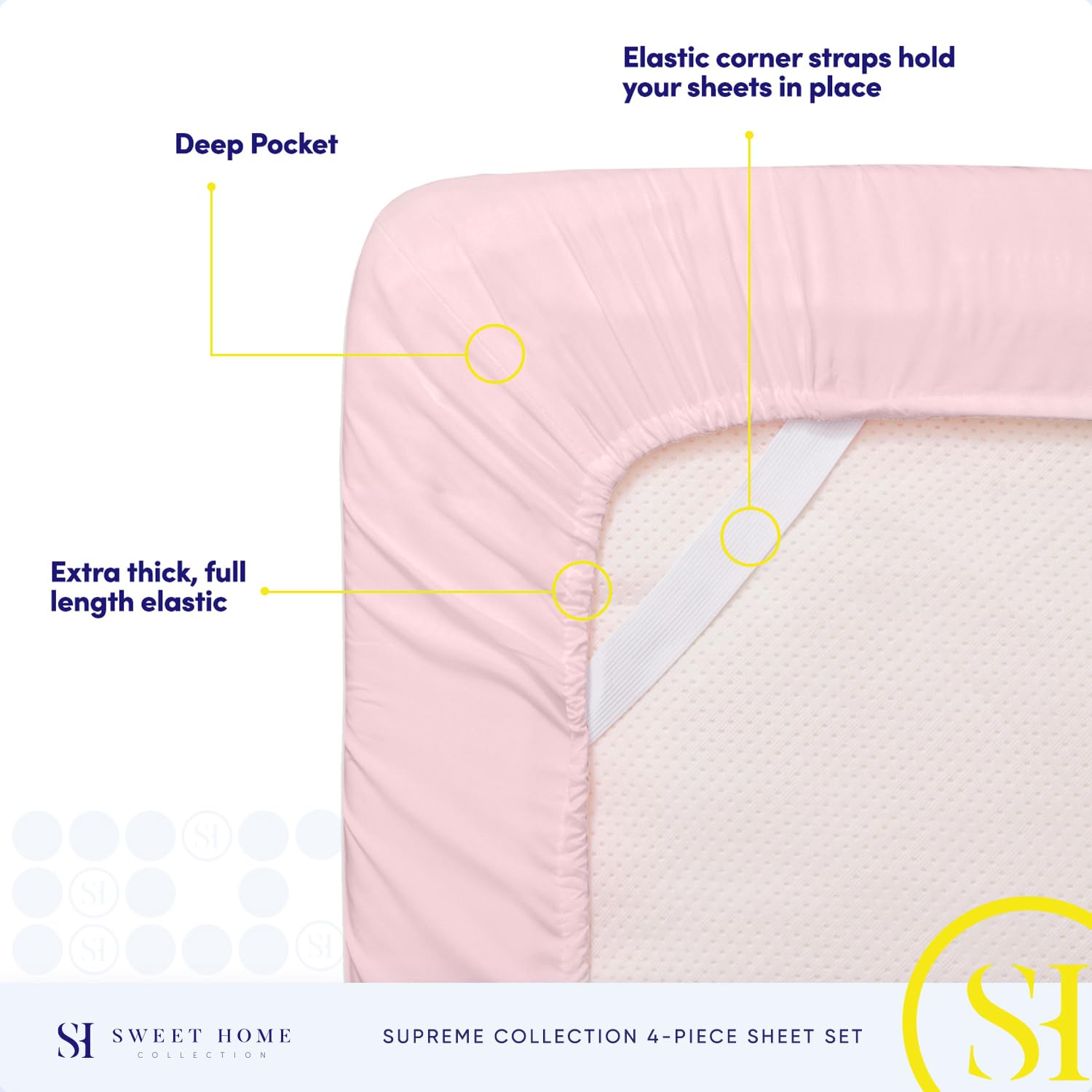 Sweet Home Collection pillowcase stitching and label highlighting durability and neat finish benefit