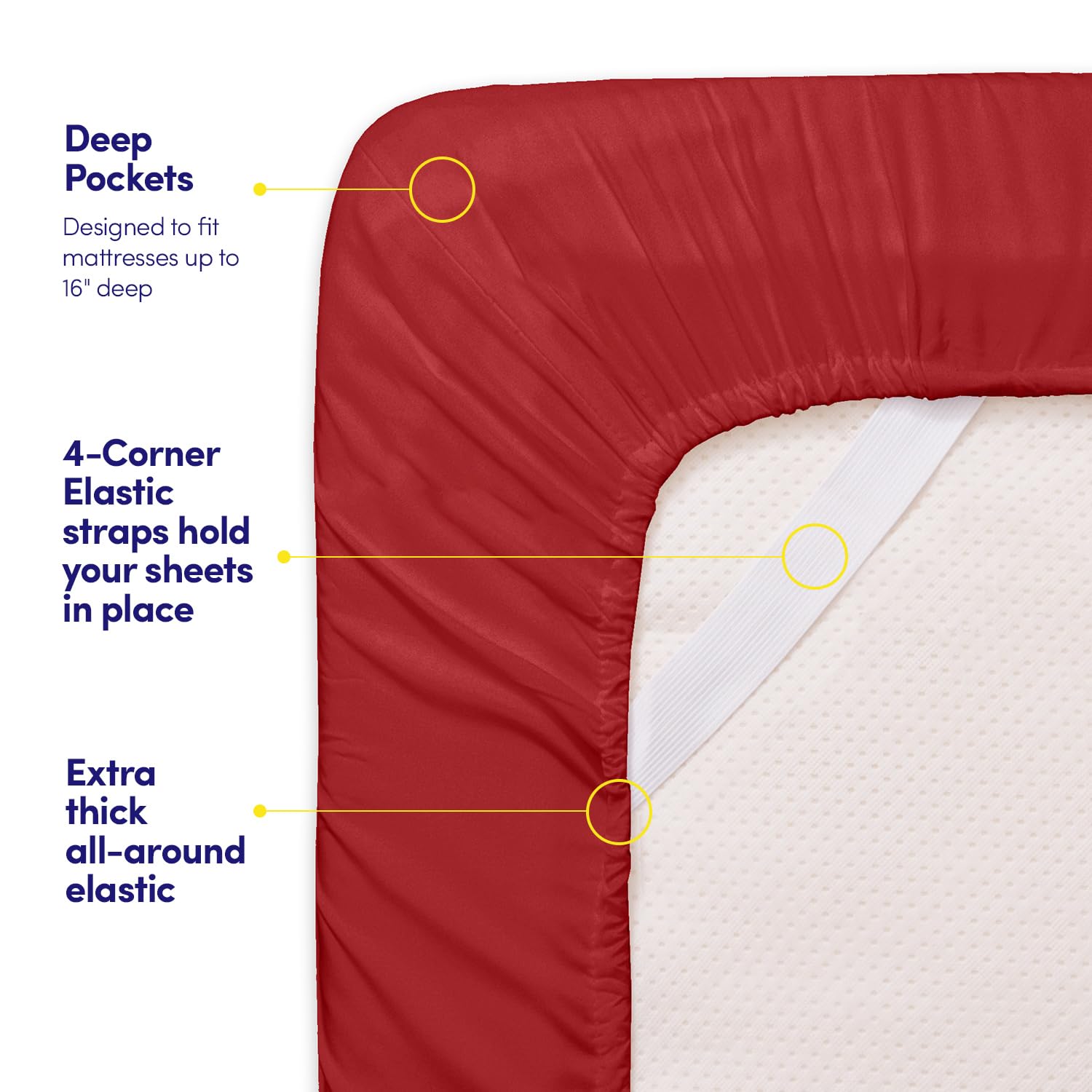 Sweet Home Collection pillowcase triple-line embroidery detail, adds elegant hotel-style finish