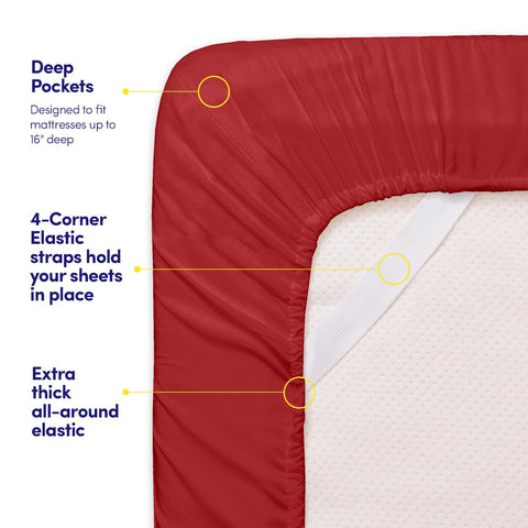 Sweet Home Collection pillowcase triple-line embroidery detail, adds elegant hotel-style finish