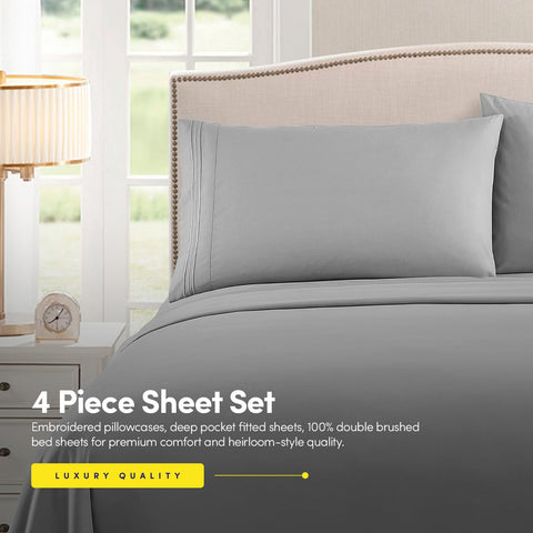 Sweet Home Collection pillowcase triple-line embroidery detail adding refined look