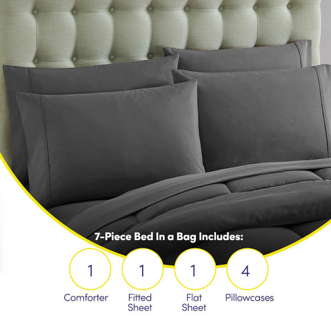 Sweet Home Collection pillows and flat sheet detail highlighting coordinated look and easy care