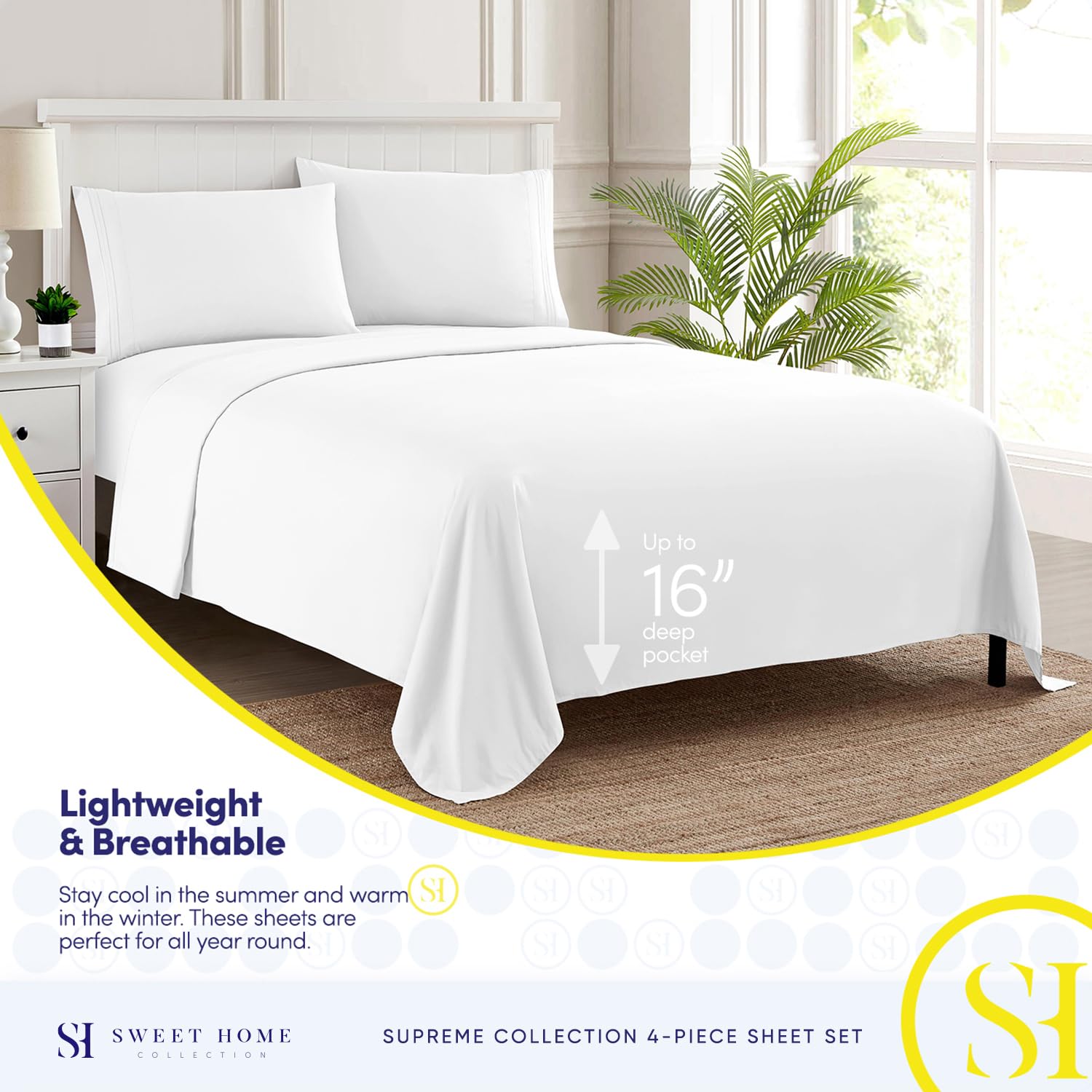 Sweet Home Collection built-in elastic corner strap detail demonstrating secure fit benefit